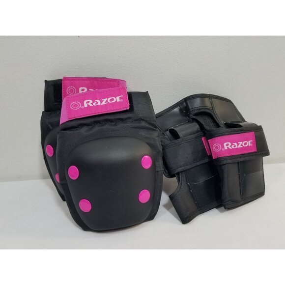 Razor Bike Pad set Knee pads Wrist supporst youth childs size Pink Black - Picture 1 of 5